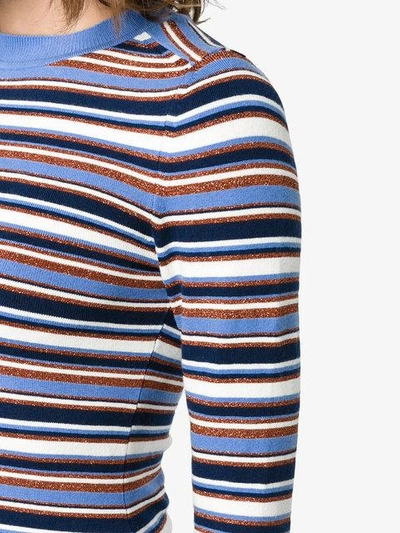 Shop Joostricot Metallic Striped Sweater - Blue