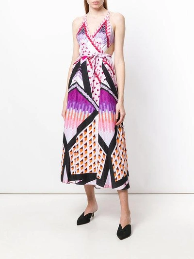 Shop Temperley London Sunrise Midi Dress - Pink & Purple