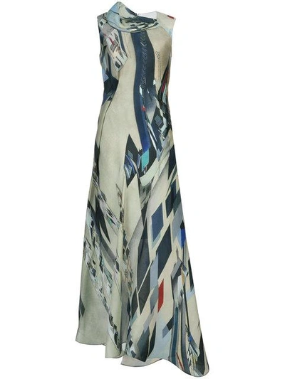 Shop Rubin Singer Flared Printed Gown - Green