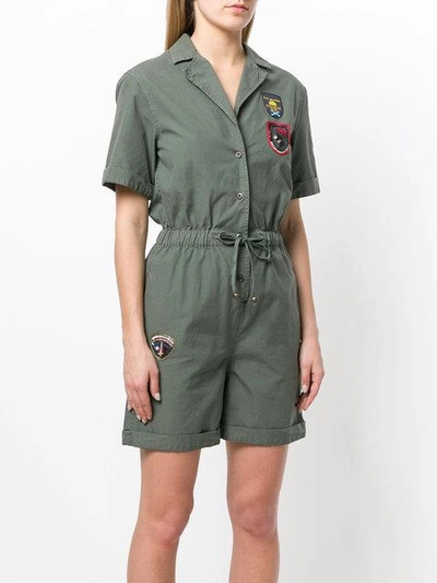 Shop Mr & Mrs Italy Patch-appliquéd Playsuit In Green