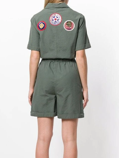 Shop Mr & Mrs Italy Patch-appliquéd Playsuit In Green