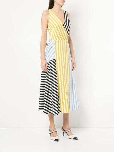 Shop Anna October Striped Patchwork Dress In Multicolour