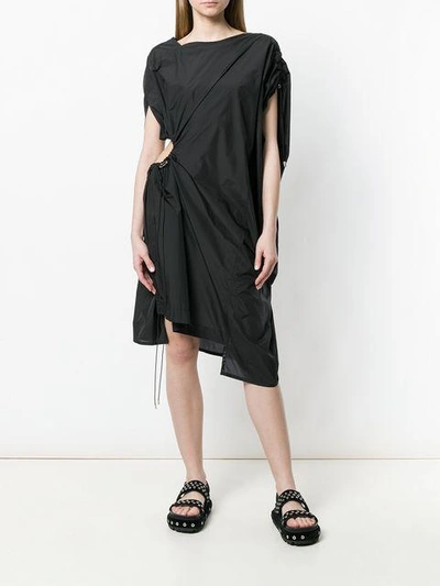 Shop Ujoh Asymmetric Drawcord Dress In Black