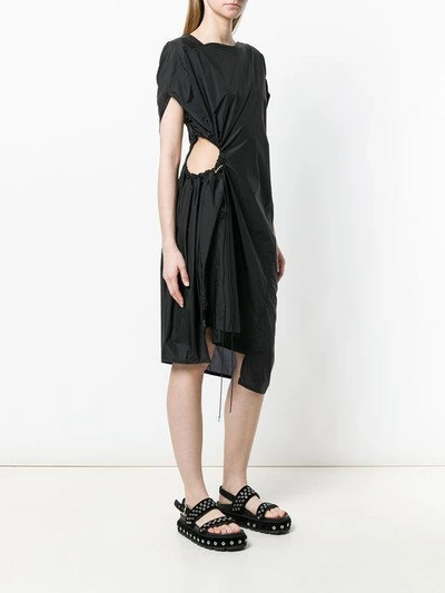 Shop Ujoh Asymmetric Drawcord Dress In Black