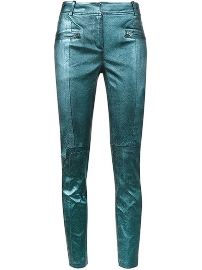 Shop Sies Marjan Louise Leather Crop Biker Trousers - Blue