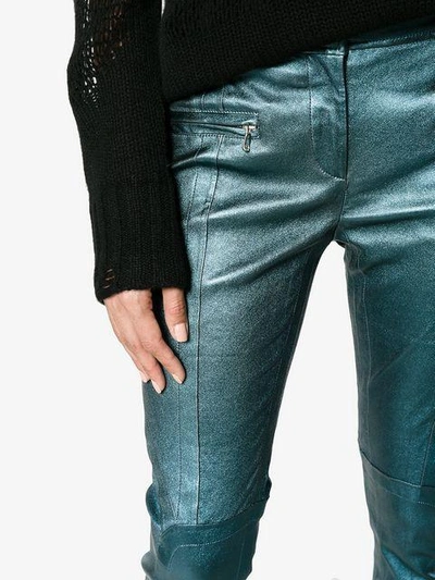 Shop Sies Marjan Louise Leather Crop Biker Trousers - Blue