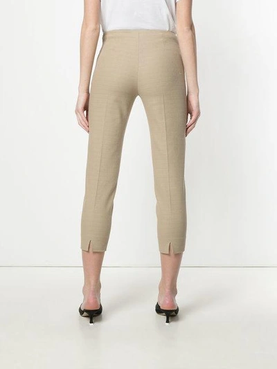 Shop Piazza Sempione Cropped Slim Fit Trousers - Nude & Neutrals