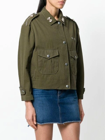 Shop Coach Embroidered Military Jacket In Green