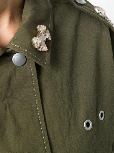 Shop Coach Embroidered Military Jacket In Green