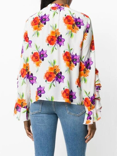 Shop Msgm Longlseeve Tie Neck Blouse In White