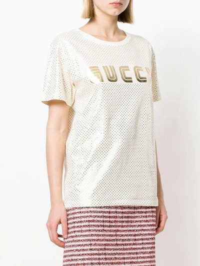 Shop Gucci Guccy Foiled Top