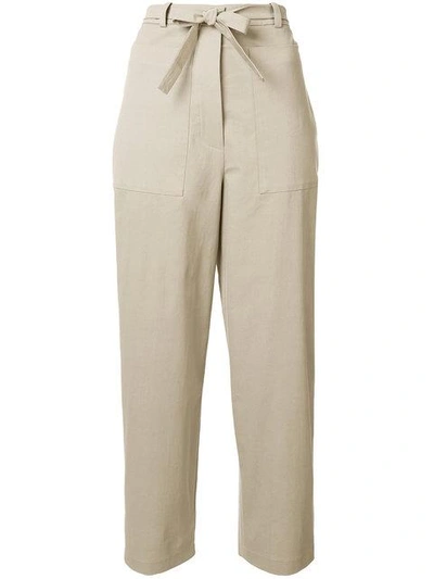 Shop Sara Lanzi Oversize Tapered Trousers In Nude & Neutrals