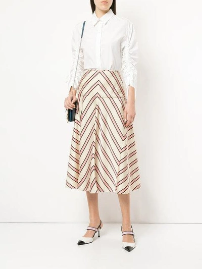 Shop Fendi Striped Printed Skirt In Neutrals