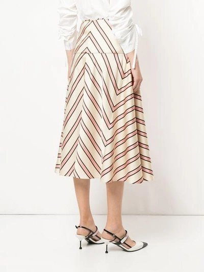 Shop Fendi Striped Printed Skirt In Neutrals
