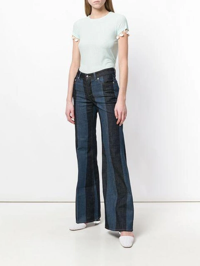 Shop Sonia Rykiel Flared Patchwork Jeans - Blue