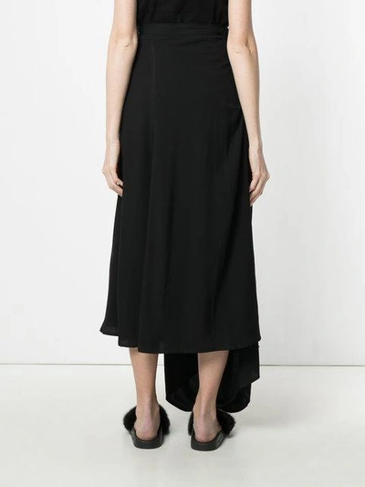 Shop Yohji Yamamoto Asymmetric Midi Skirt - Black