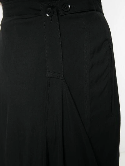 Shop Yohji Yamamoto Asymmetric Midi Skirt - Black