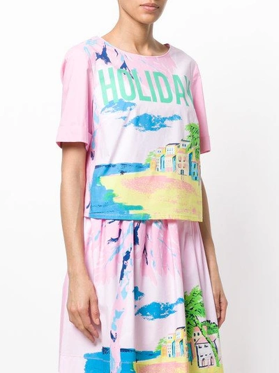 Shop Boutique Moschino Holiday Print T-shirt - Pink