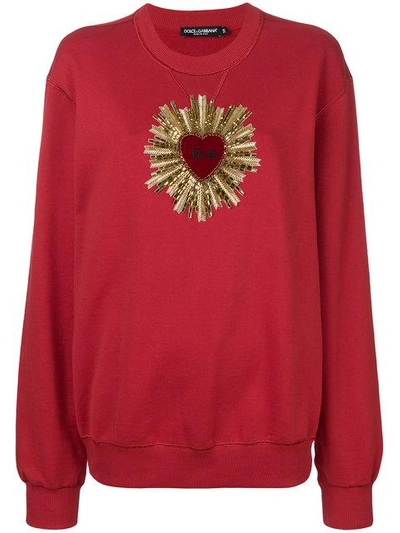 Shop Dolce & Gabbana Sacred Heart Sweatshirt In Red
