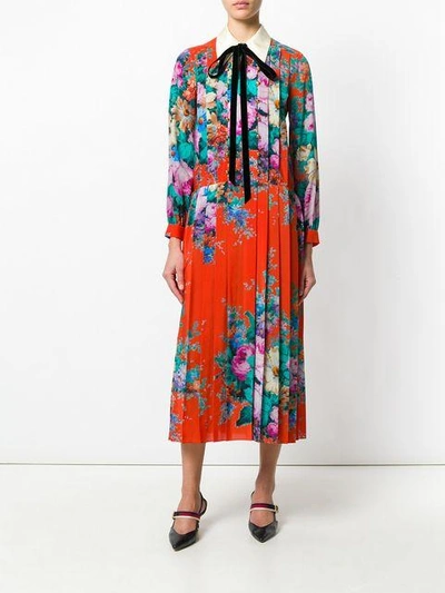 Shop Gucci Floral Print Dress - Multicolour