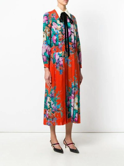 Shop Gucci Floral Print Dress - Multicolour