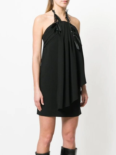 Shop Saint Laurent Draped Halter Mini Dress In Black