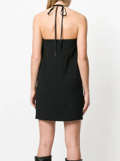 Shop Saint Laurent Draped Halter Mini Dress In Black