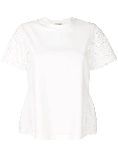 Shop Moncler Maglia Girocollo Crocheted T-shirt In White