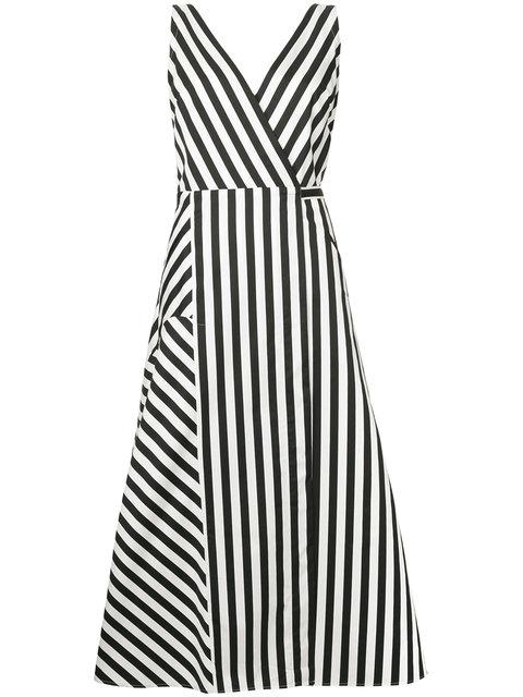 Anna October Striped Midi Dress In Black | ModeSens