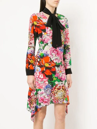 Shop Mary Katrantzou Floral Print Asymmetric Dress In Red