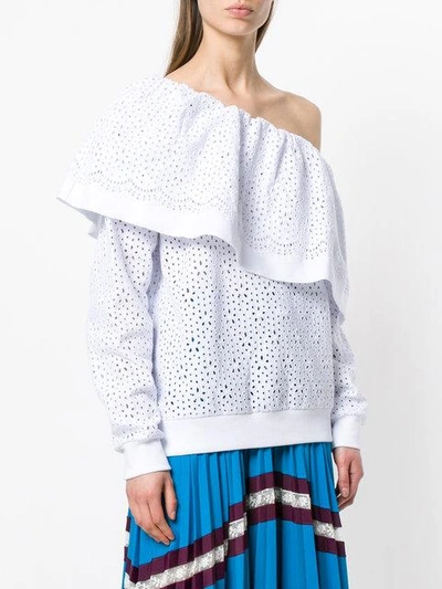 Shop Msgm Broderie Anglaise One In White