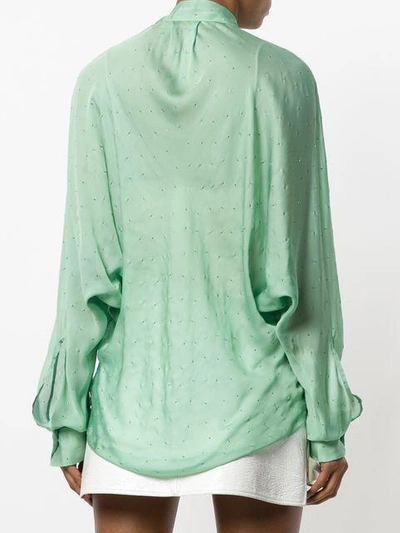 Shop Alexandre Vauthier Dotted Tie Neck Blouse - Green