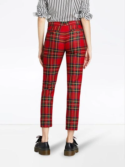 Shop Burberry Tartan Tailored Trousers In Red