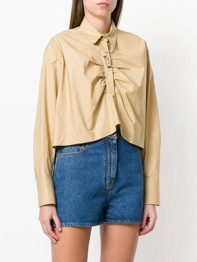 Shop Carven Cropped Flared Shirt - Neutrals