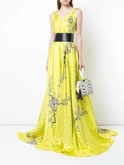 Shop Vionnet Draped Blossom Gown In Yellow