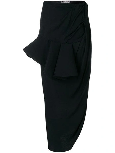 Shop Jacquemus Asymmetric Peplum-insert Skirt - Black