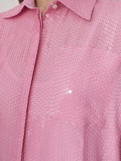 Shop Msgm Oversized Sequinned Shirt In Pink