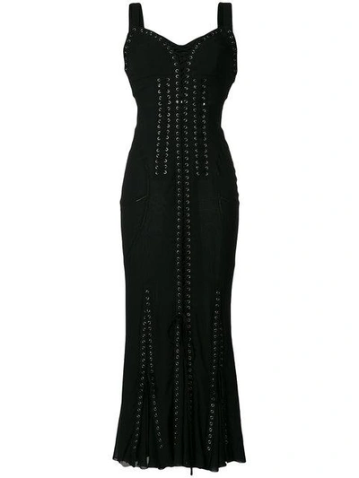 Shop Dolce & Gabbana Lace-up Long Corset Dress In Black