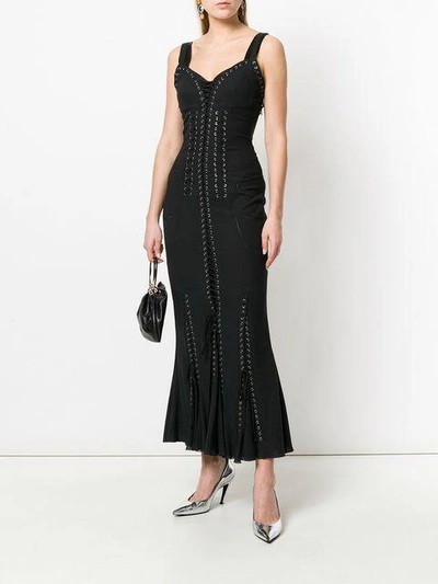 Shop Dolce & Gabbana Lace-up Long Corset Dress In Black