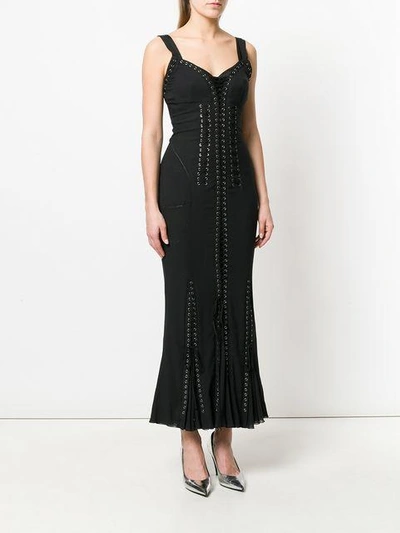 Shop Dolce & Gabbana Lace-up Long Corset Dress In Black