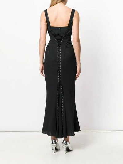 Shop Dolce & Gabbana Lace-up Long Corset Dress In Black