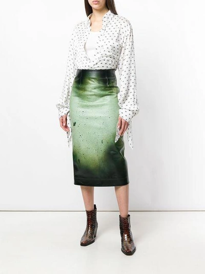 Shop Calvin Klein 205w39nyc Paint Splatter Skirt In Green