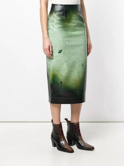 Shop Calvin Klein 205w39nyc Paint Splatter Skirt In Green