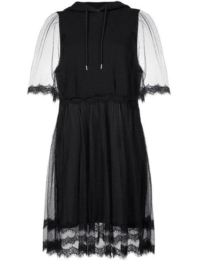 Shop Mcq By Alexander Mcqueen Mcq Alexander Mcqueen Lace Hoodie Dress - Black