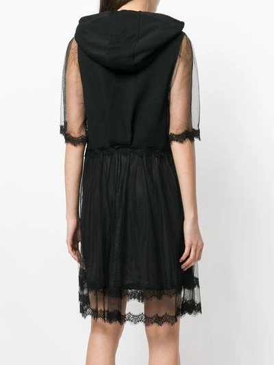 Shop Mcq By Alexander Mcqueen Mcq Alexander Mcqueen Lace Hoodie Dress - Black