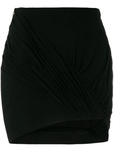 Shop Saint Laurent Ruched Asymmetrical Skirt In Black