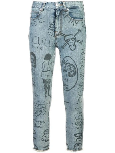 Shop Haculla Mindful Doodles Jeans In Blue