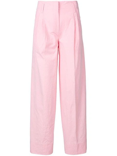 Shop Alberto Biani Loose Fit Straight Trousers - Pink & Purple