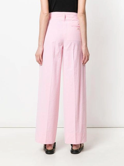 Shop Alberto Biani Loose Fit Straight Trousers - Pink & Purple