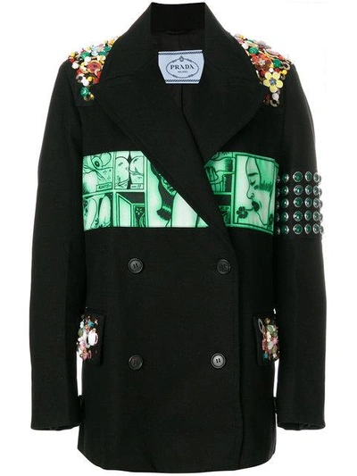 Shop Prada Logo Patch Blazer In F0806